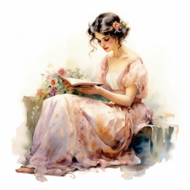 Watercolor painting of vintage era young